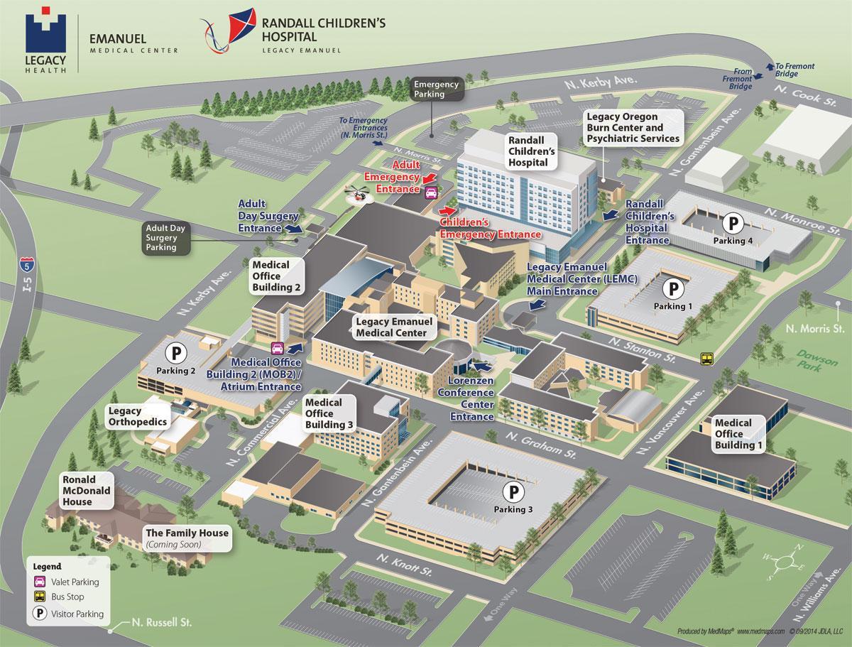 Legacy Emanuel νοσοκομείο χάρτης