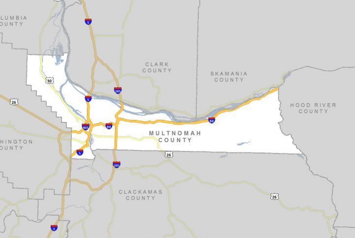 Multnomah county του Όρεγκον χάρτης