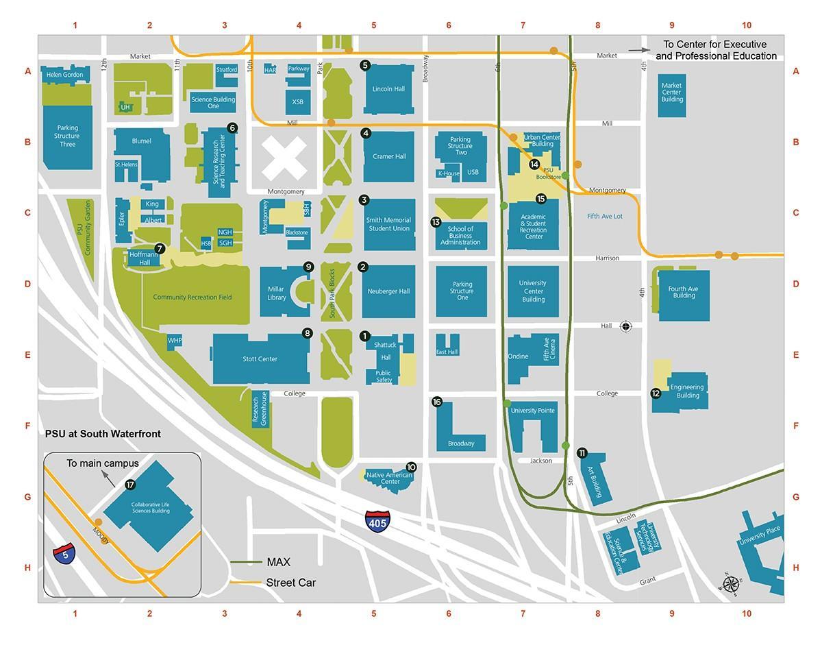 PDX edu χάρτη της Πανεπιστημιούπολης