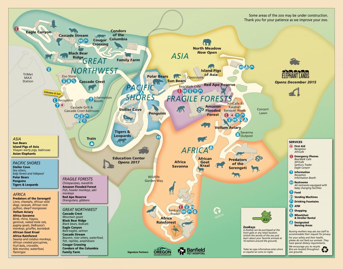χάρτης του Όρεγκον Ζωολογικό κήπο