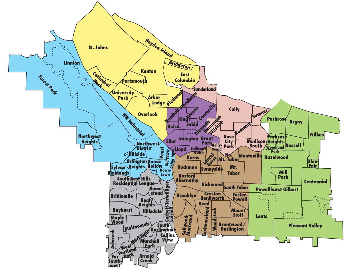 χάρτης του Πόρτλαντ γειτονιές
