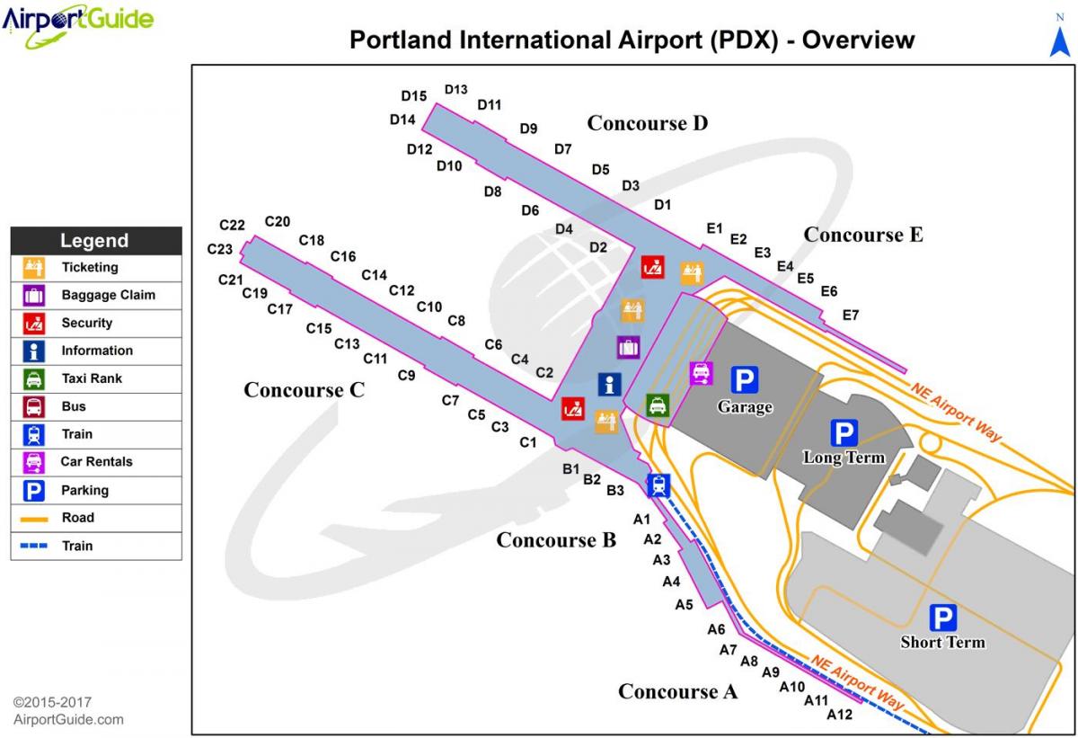 χάρτης από το διεθνές αεροδρόμιο του Πόρτλαντ