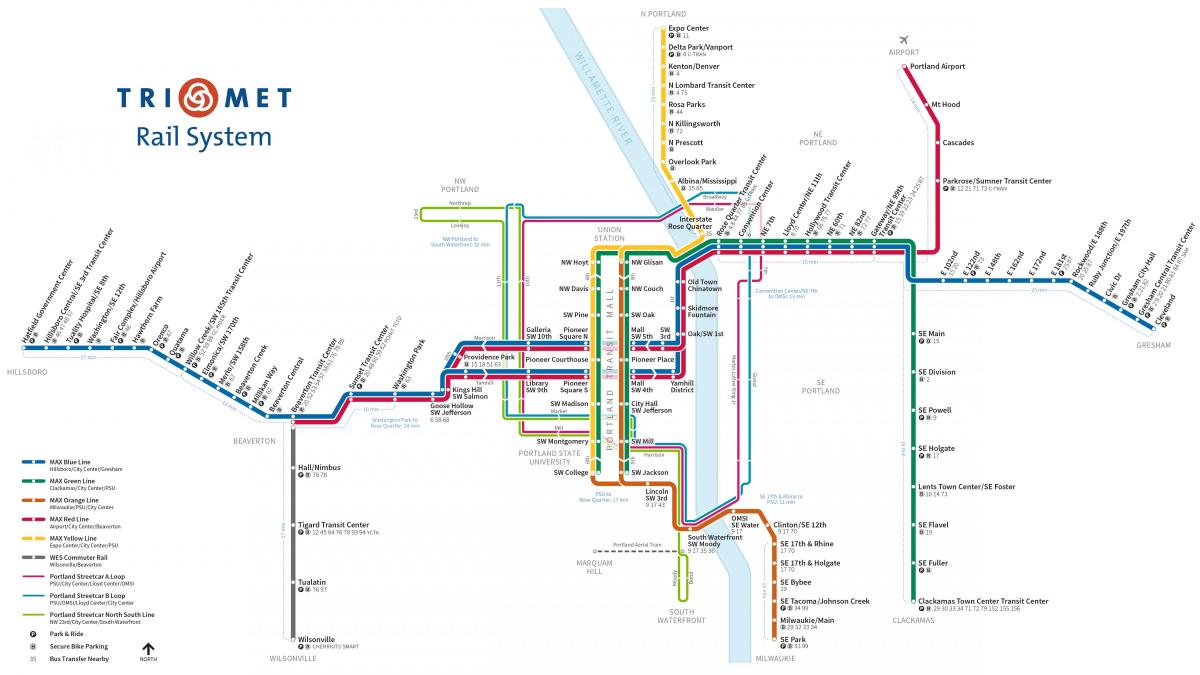 Πόρτλαντ σιδηροδρομικού συστήματος χάρτη